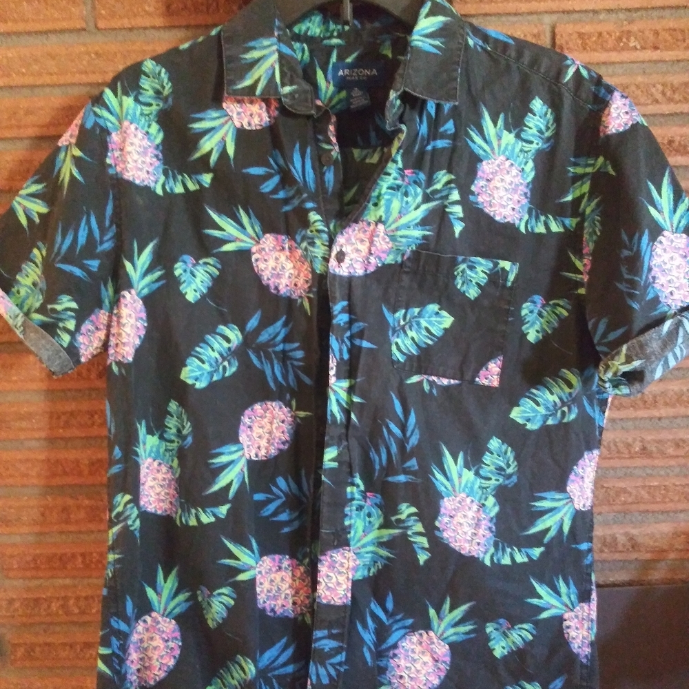 Tropical short sleeved button up